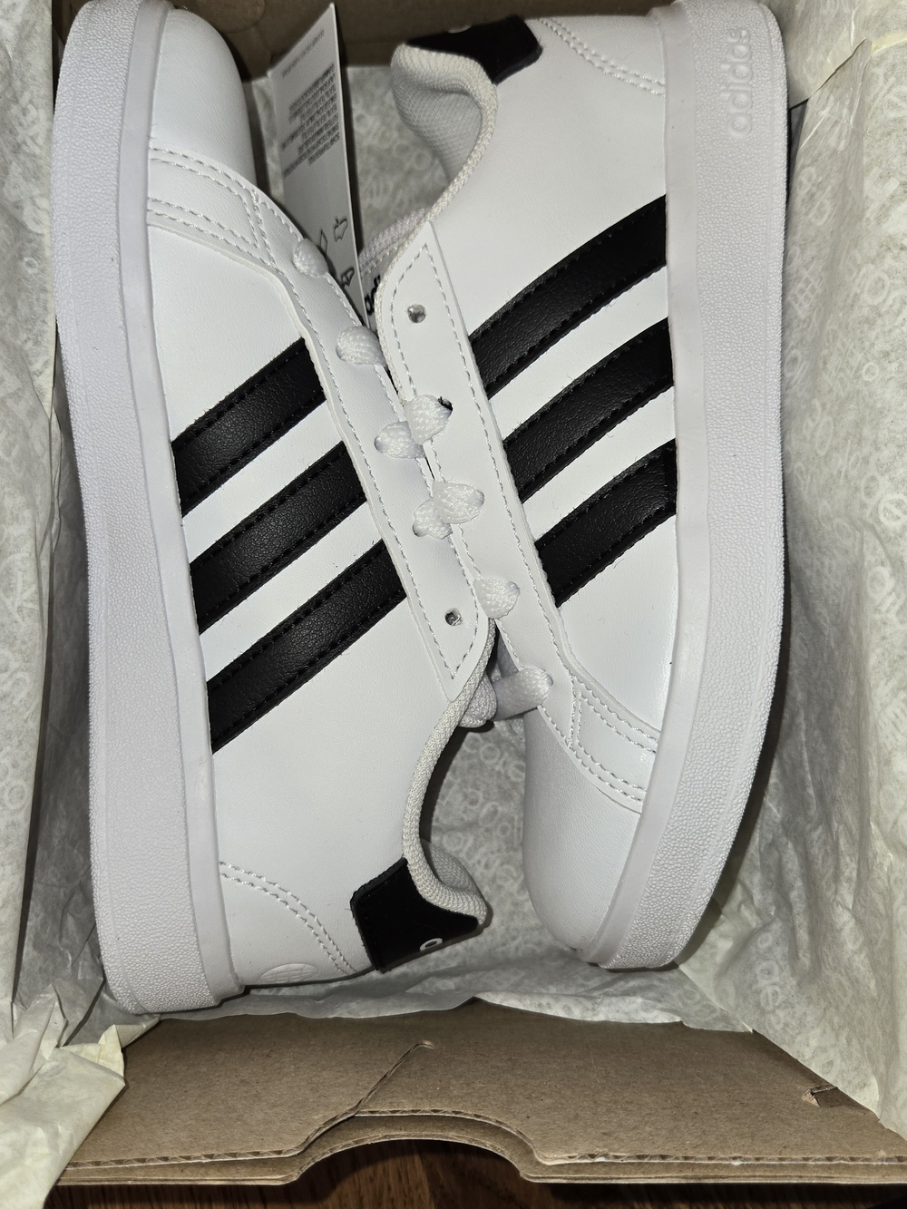 adidas Men's White Sneakers with Black Three Stripes